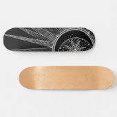 Elegant Silver Sun Moon Mandala Black Design Persoonlijk Skateboard (Horizontaal)