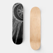 Elegant Silver Sun Moon Mandala Black Design Persoonlijk Skateboard (Voorkant)