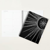 Elegant Silver Sun Moon Mandala Black Design Planner (Display)