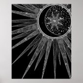 Elegant Silver Sun Moon Mandala Black Design Poster (Voorkant)