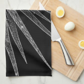 Elegant Silver Sun Moon Mandala Black Design Theedoek (Quarter Fold)