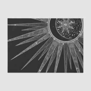 Elegant Silver Sun Moon Mandala Black Design Tissuepapier