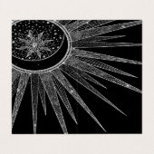 Elegant Silver Sun Moon Mandala Black Design Visitekaartje (Buitenkant ongevouwen)