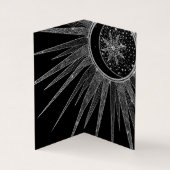 Elegant Silver Sun Moon Mandala Black Design Visitekaartje (Binnen)