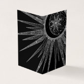 Elegant Silver Sun Moon Mandala Black Design Visitekaartje (Buitenkant)