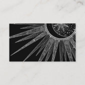 Elegant Silver Sun Moon Mandala Black Design Visitekaartje (Achterkant)