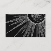 Elegant Silver Sun Moon Mandala Black Design Visitekaartje (Voorkant)