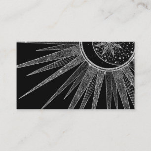 Elegant Silver Sun Moon Mandala Black Design Visitekaartje