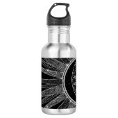 Elegant Silver Sun Moon Mandala Black Design Waterfles (Voorkant)