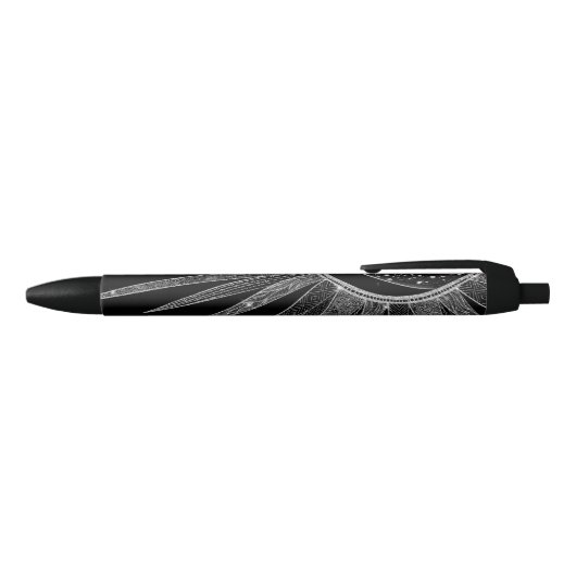Elegant Silver Sun Moon Mandala Black Design Zwarte Inkt Pen (Bovenkant)