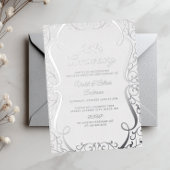 Elegant Silver Swirl 25th Wedding Jubileum Folie Uitnodiging