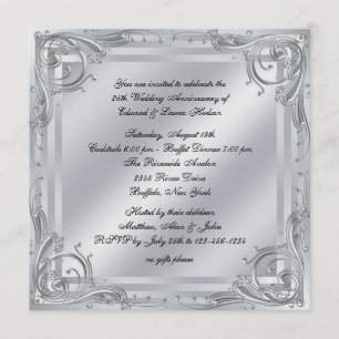 Elegant Silver Swirl 25th Wedding Jubileum Kaart