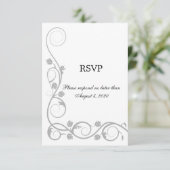 Elegant Silver Swirls RSVP / Reply Kaart (Staand voorkant)