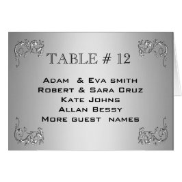 Elegant Silver Table number sjabloon bruiloft