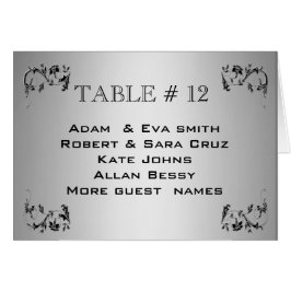 Elegant Silver Table number sjabloon bruiloft