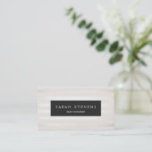 Elegant Silver Thin Off White Striped Black Plaque Visitekaartje (Staand voorkant)