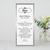 Elegant Silver Tone Framed Wedding Table Menu (Staand voorkant)