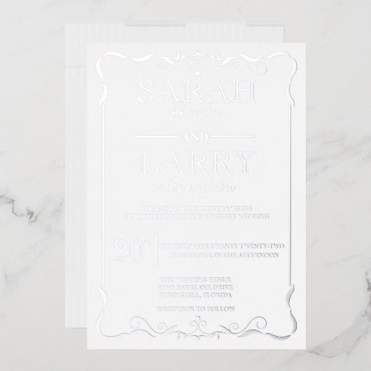 Elegant Silver Traditional Wedding Folie Invitatio Folie Uitnodiging (Envelop)