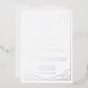 Elegant Silver Traditional Wedding Folie Invitatio Folie Uitnodiging