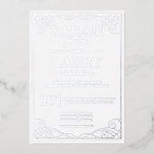 Elegant Silver Traditional Wedding Folie Invitatio Folie Uitnodiging (Voorkant)