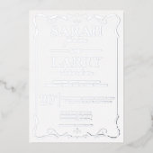 Elegant Silver Traditional Wedding Folie Invitatio Uitnodiging (Voorkant)
