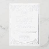 Elegant Silver Traditional Wedding Folie Invitatio Uitnodiging (Voorkant)
