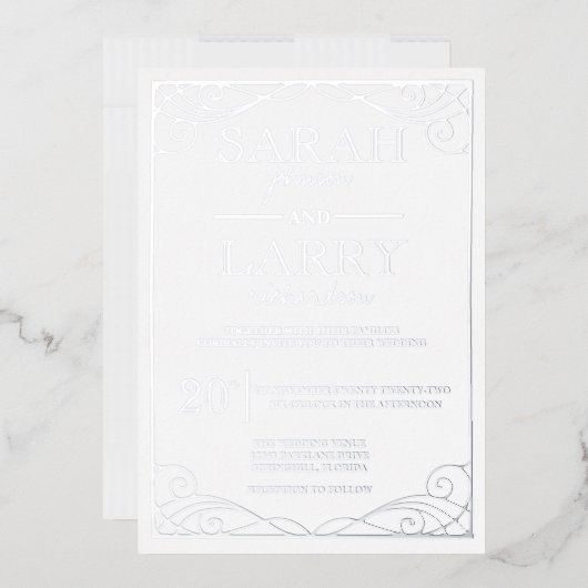 Elegant Silver Traditional Wedding Folie Invitatio Uitnodiging (Envelop)