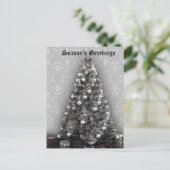 Elegant Silver Tree met Cadeaus kerst Yule Feestdagenkaart (Staand voorkant)