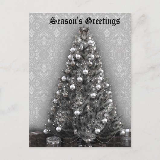 Elegant Silver Tree met Cadeaus kerst Yule Feestdagenkaart (Voorkant)
