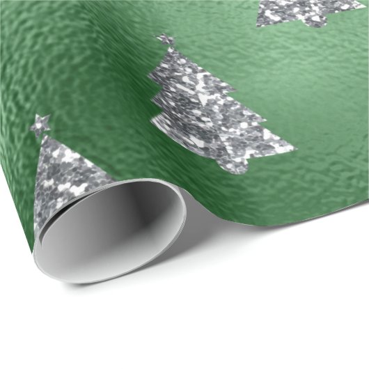 Elegant Silver Trees Kerstmis Cadeaupapier (Rol Hoek)