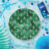 Elegant Silver Trees Kerstmis Papieren Bordje (Feest)