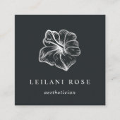 Elegant Silver Tropical Hibiscus Flower Vierkante Visitekaartje (Voorkant)