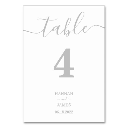 Elegant Silver Typography Calligraphy Wedding Kaart (Voorkant)