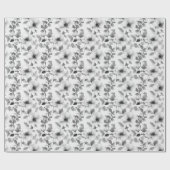 Elegant Silver Vintage Flowers Cadeaupapier (Vlak)