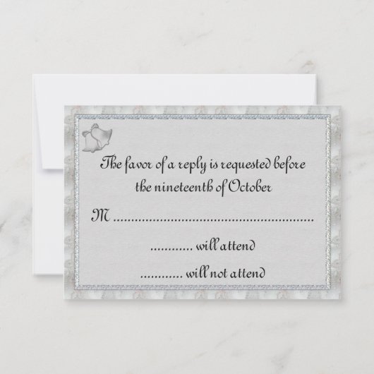 Elegant Silver Wedding Bells RSVP (Achterkant)