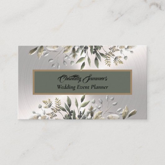 Elegant Silver Wedding Event Planner Visitekaartje (Voorkant)