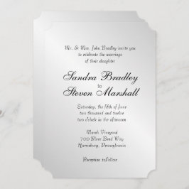 Elegant Silver Wedding Invitation 5"x 7" Kaart
