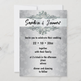 Elegant Silver Wedding Invitation – Custom card Kaart
