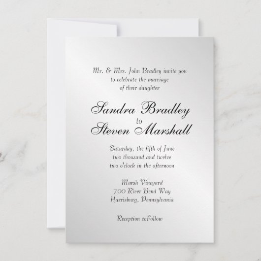 Elegant Silver Wedding Invitations Kaart (Voorkant)