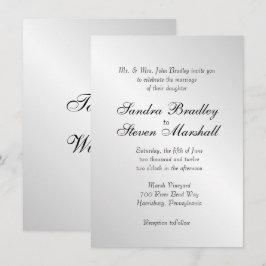 Elegant Silver Wedding Invitations Kaart