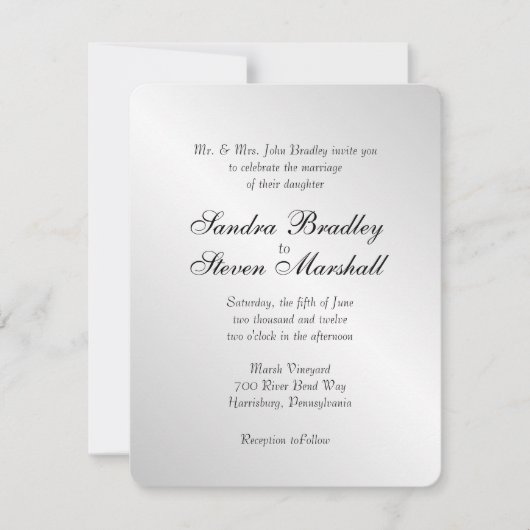 Elegant Silver Wedding Invitations Kaart (Voorkant)