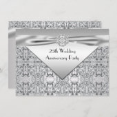 Elegant Silver Wedding Jubileum Party Kaart (Voorkant / Achterkant)