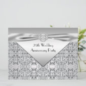 Elegant Silver Wedding Jubileum Party Kaart (Staand voorkant)