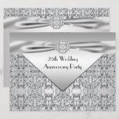 Elegant Silver Wedding Jubileum Party Kaart (Voorkant / Achterkant)