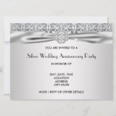 Elegant Silver Wedding Jubileum Party Kaart (Achterkant)