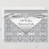 Elegant Silver Wedding Jubileum Party Kaart (Voorkant)