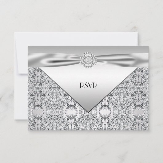 Elegant Silver Wedding Jubileum Party RSVP (Voorkant)