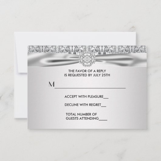 Elegant Silver Wedding Jubileum Party RSVP (Achterkant)