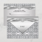 Elegant Silver Wedding Jubileum Party RSVP (Voorkant / Achterkant)