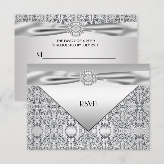 Elegant Silver Wedding Jubileum Party RSVP (Voorkant / Achterkant)